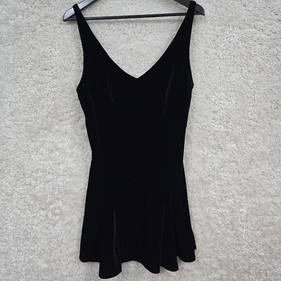 Vintage Victorias Secret Velvet Dress Womens‎ Medium Black Skater Mini 90s Y2K - Picture 1 of 10